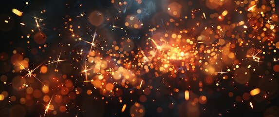 New Year background with sparklers on a dark blurred lights background - obrazy, fototapety, plakaty