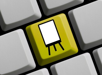 Präsentation, Kurs oder Schulung online - Gelbe Computer Tastatur