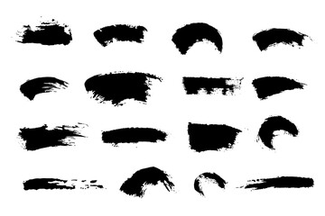 Collection of Mascara smears texture. Vector scribble black brush strokes set isolated on white