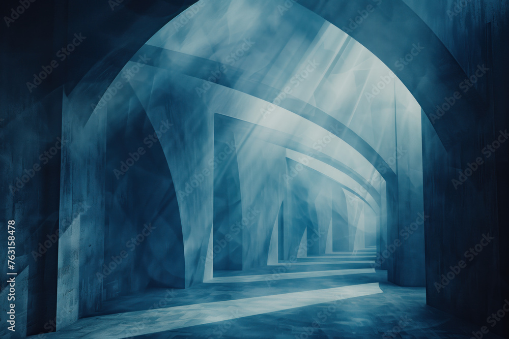 Poster light in the arched tunnel. background image. created with generative ai technology.