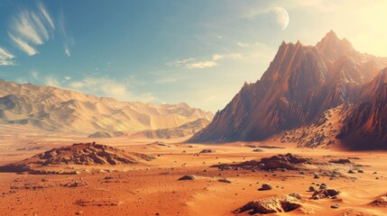 Mars desert like fantasy landscape