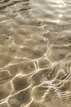 Beautiful ripple and caustics pattern on water surface. Background image. Created with Generative AI technology.