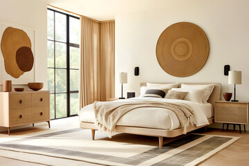 Obrazy na Plexi  Boho interior design of modern bedroom.