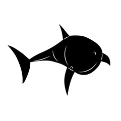 fish silhouette on white background, vector