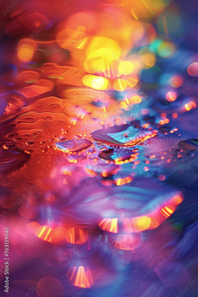 Poster colorful water drops abstracts background. bokeh. background image. created with generative ai techn