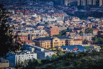 Fototapeta premium Aerial view from Tibidabo hill in Barcelona city, Spain
