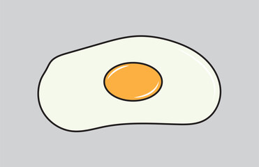 Fried scrambled egg icon. Top view closeup. Good morning. Breakfast menu. Cute cartoon food. Flat design. Gray background. Isolated. Vector illustration in eps 10.