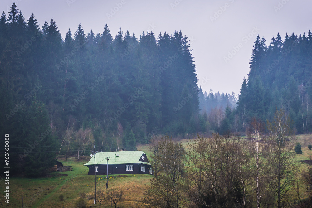 Sticker House near Stare Hamry village in Moravian-Silesian Region, Silesian Beskids, Czech Republic