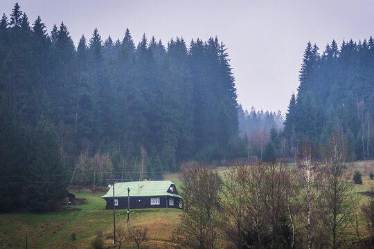 House near Stare Hamry village in Moravian-Silesian Region, Silesian Beskids, Czech Republic