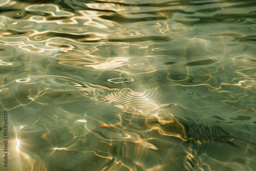 Poster beautiful ripple and caustics pattern on water surface. background image. created with generative ai