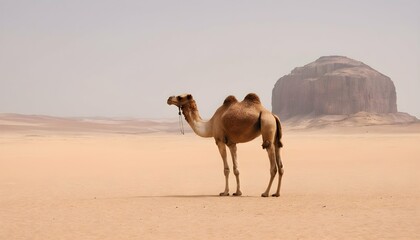 A Camel Standing Tall Amidst A Vast Desert Landsca Upscaled
