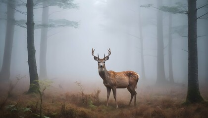 A Deer Emerging From A Misty Forest Upscaled 4