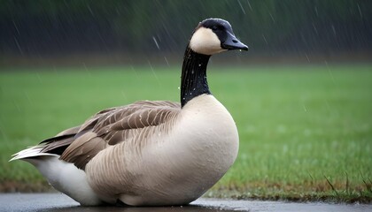 A Goose With Its Feathers Fluffed Up In The Rain Upscaled 3