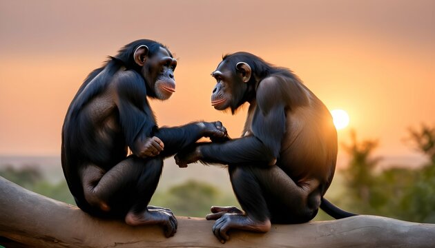 A Pair Of Chimpanzees Sharing A Tender Moment As T Upscaled 19