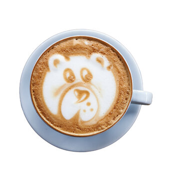 Teddy bear latte art coffee cup