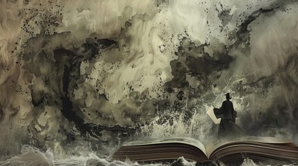 Magic adventure story coming out of an open book, symbolizing the power of reading