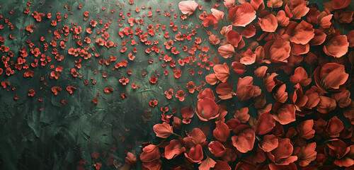 The wall, adorned with coral petals, unfolds a tale of delicate beauty in clarity.