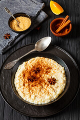 rizogalo, creamy greek rice pudding in a bowl