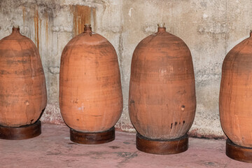 large ceramic vats for cellar wine