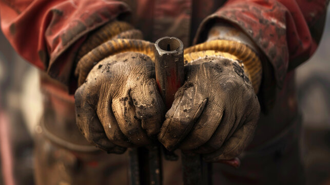 A powerful image of a worker's calloused hands gripping a tool, symbolizing the resilience and hard work of laborers on International Labour Day. 32K.