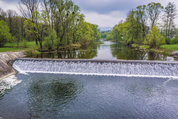 Ostravice river in Przno village, Moravian-Silesian Beskids, Czech Republic