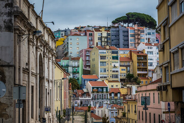 Fototapeta na wymiar Tenements in Arroios area of Lisbon, Portugal