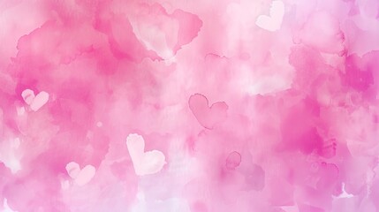 Pink watercolor background with hearts, Spring-themed design