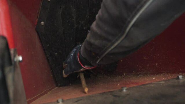 Wood chipper Machine. Super slow motion.