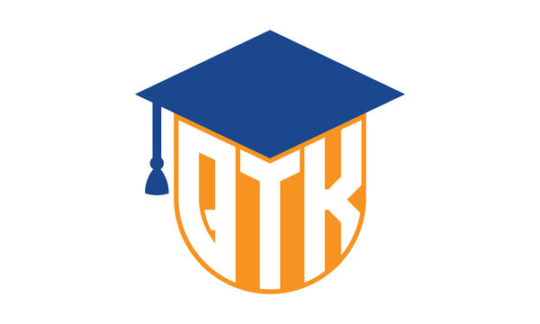 QTK initial letter academic logo design vector template. school college logo, university logo, graduation cap logo, institute logo, educational logo, library logo, teaching logo, book shop, varsity