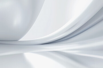 Abstract 3D white stage with curved shape background.