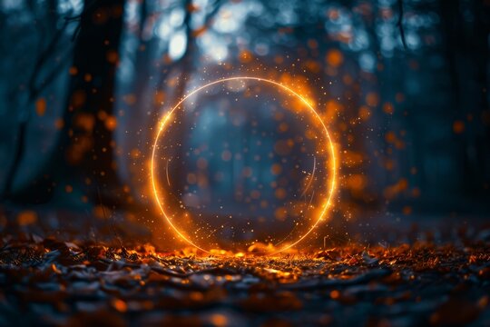 Abstract Circle image of a blue and pink line with many dots. futuristic technology background