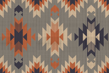 Navajo pattern.Square shape on grey background.Geometric shape.Brown pattern.Zigzag pattern.Seamless.Triangle shape.DIgital design.Illustration.Line.Design for skirt.Clothes.Carpet.Printing. Knitting 