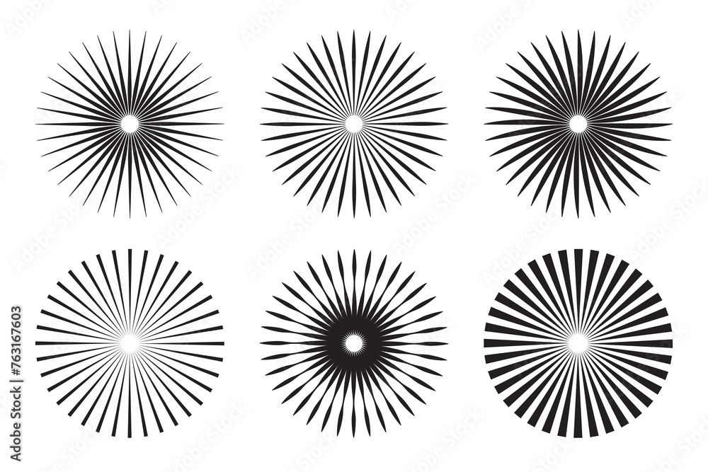 Poster sunburst element, rays, beam set. retro sunburst design. radial stripes background. sunburst icon co
