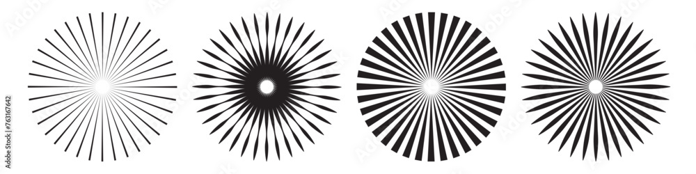 Poster sunburst element. radial stripes background. sunburst icon collection. retro sunburst design. vector