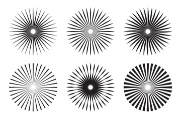 Sunburst element, Rays, beam set. Retro sunburst design. Radial stripes background. Sunburst icon collection. Abstract sunburst Vector illustration. Abstract line circle vector background.

