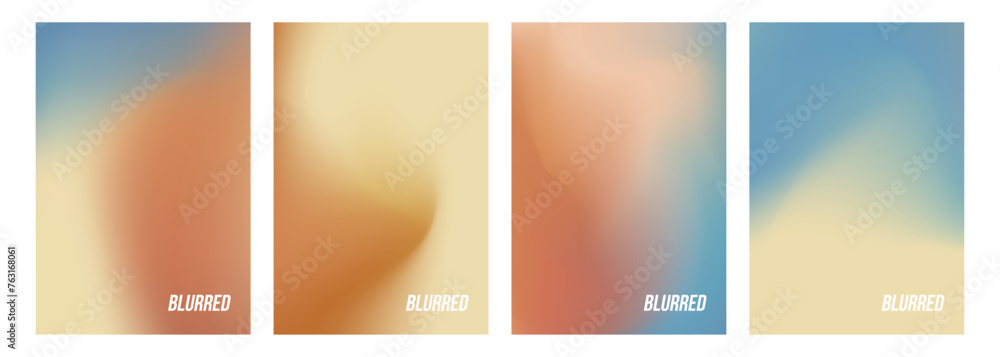 Poster set of abstract blurred backgrounds. soft color gradients for creative graphic design. vector illust