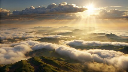 Obraz premium the-view-of-a-plateau-in-the-sunlight-among-the
