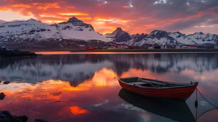 Photo sur Aluminium Europe du nord Sunset in Iceland's Fjord: A Mesmerizing Display of Nature's Beauty and Icelandic Culture