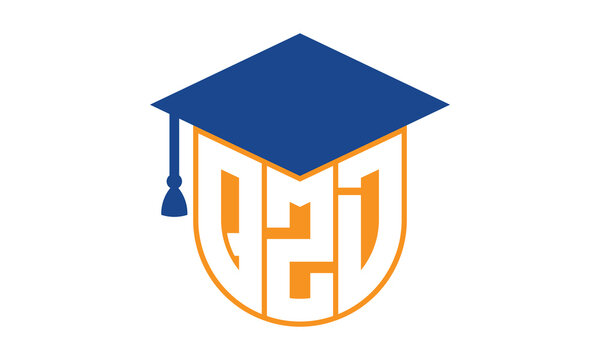 QZD initial letter academic logo design vector template. school college logo, university logo, graduation cap logo, institute logo, educational logo, library logo, teaching logo, book shop, varsity
