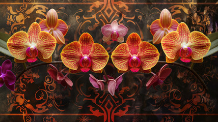 Orchid flowers on a grunge background. Floral background.