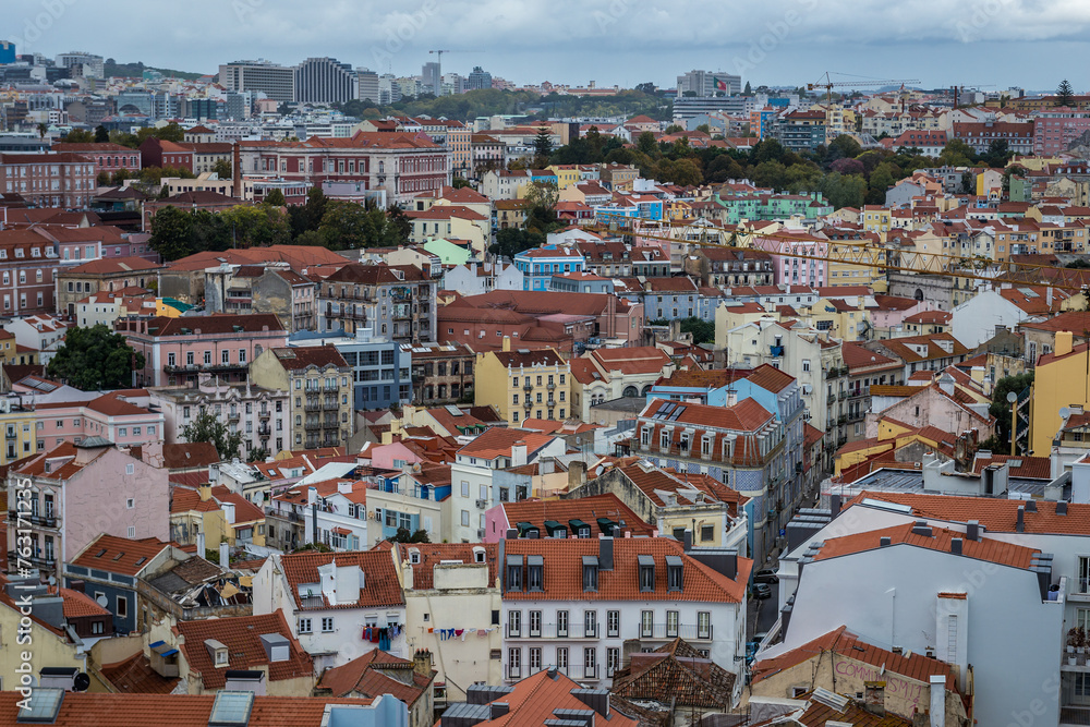 Sticker Aerial view from Miradouro da Graca, viewing point in Graca area of Lisbon, Portugal