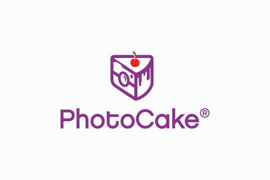 cake with camera photo logo design template