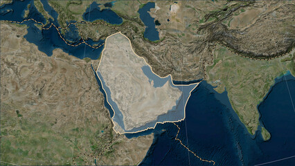 Arabian plate - boundaries. Satellite map