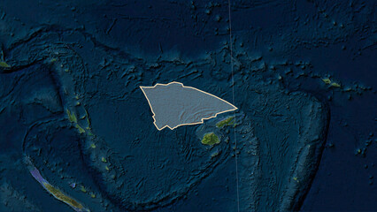 Balmoral Reef tectonic plate. Satellite map