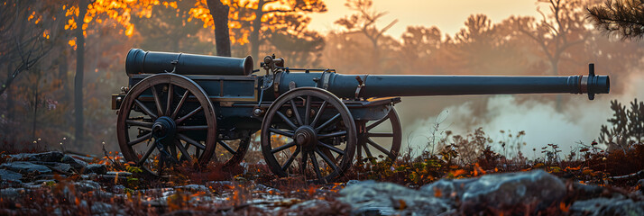  Civil War Cannon,
An old cannon of the 19th century stands in a field