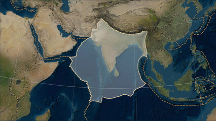 Indian plate - boundaries. Satellite map