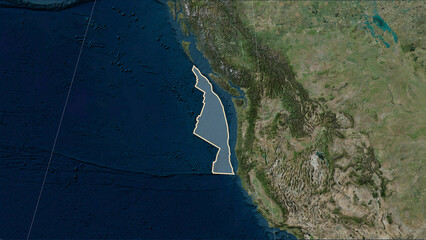 Juan de Fuca tectonic plate. Satellite map