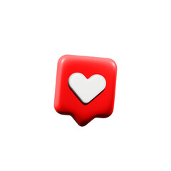 love button like icon social media 3d
