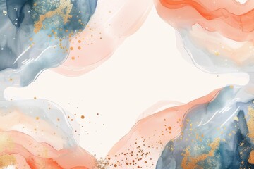 Fototapeta premium Abstract illustration in beige tones with gold elements.