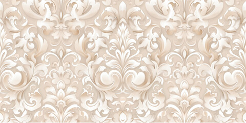 Seamless beige damask wallpaper background.